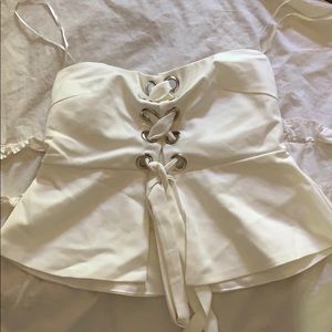 Lace- up Peplum Tube Top